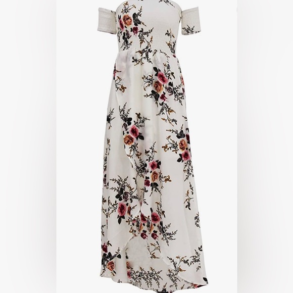 Floral Off The Shoulder Split Chiffon Maxi Dress | Size: M | NWOT - Picture 3 of 3